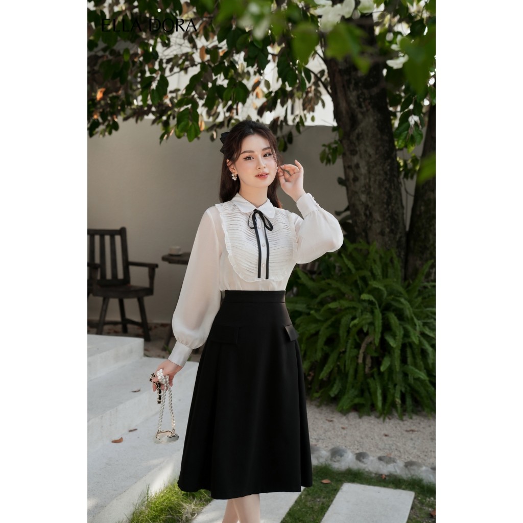 Chân váy xòe ĐEN 2 lớp nữ ELLA DORA dáng dài thanh lịch thiết kế che khuyết điểm cơ thể [CV83]
