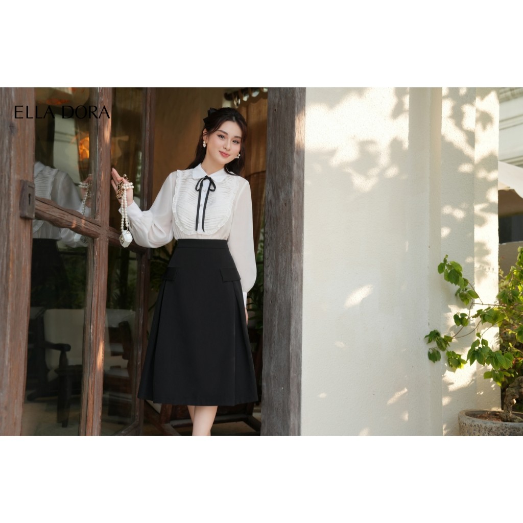 Chân váy xòe ĐEN 2 lớp nữ ELLA DORA dáng dài thanh lịch thiết kế che khuyết điểm cơ thể [CV83]