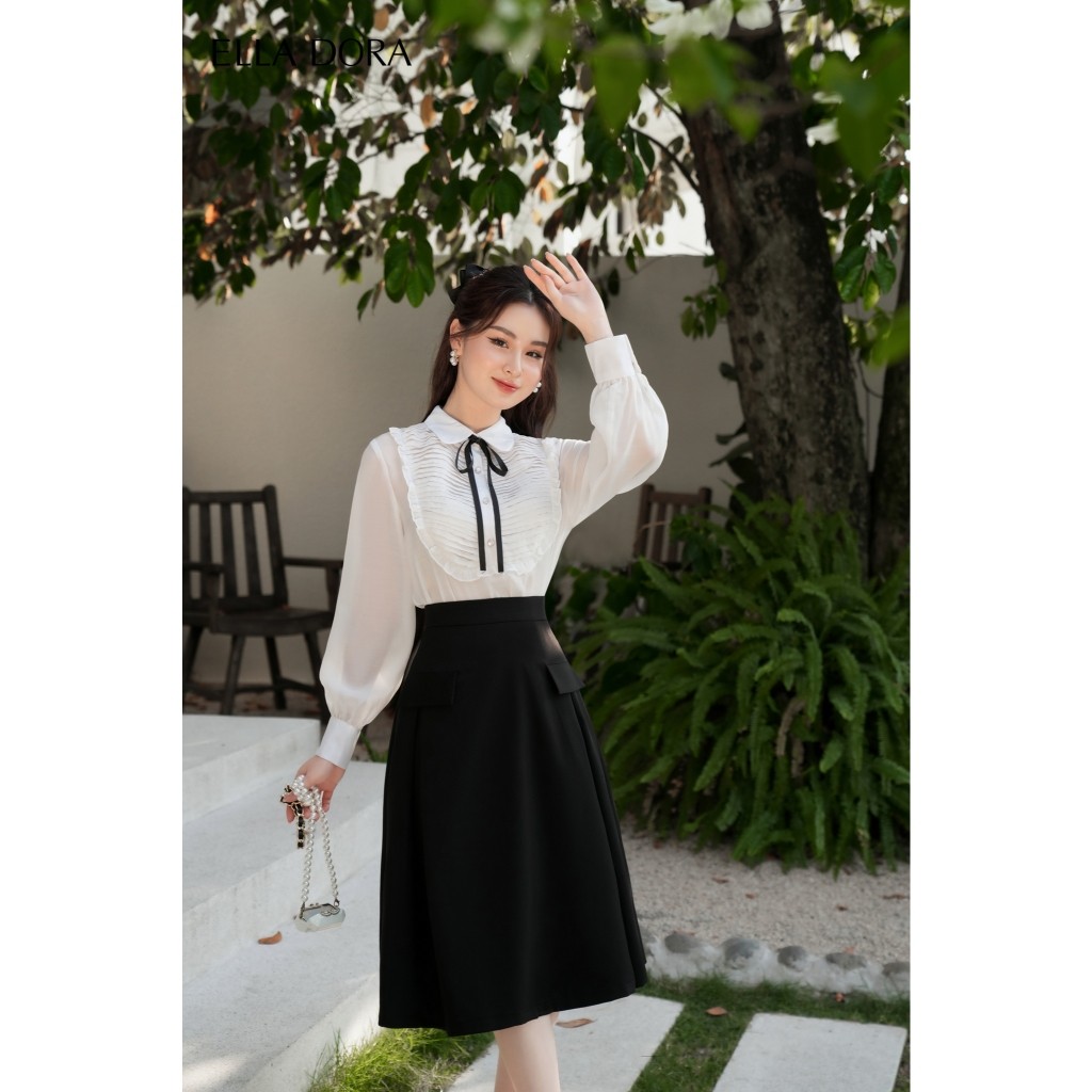 Chân váy xòe ĐEN 2 lớp nữ ELLA DORA dáng dài thanh lịch thiết kế che khuyết điểm cơ thể [CV83]