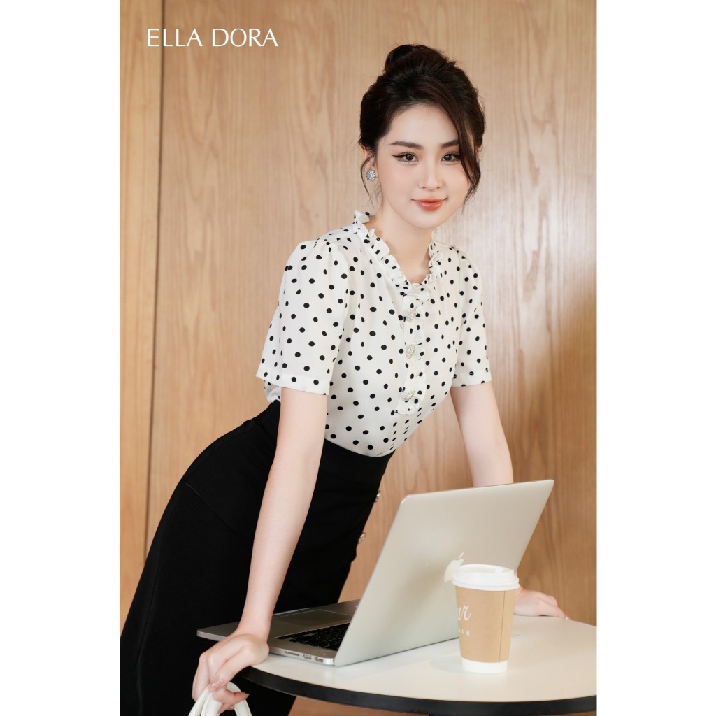 Chân váy ôm ELLA DORA peplum đen phối 2 cúc dáng gọn thiết kế thanh lịch phong cách công sở [CV55]