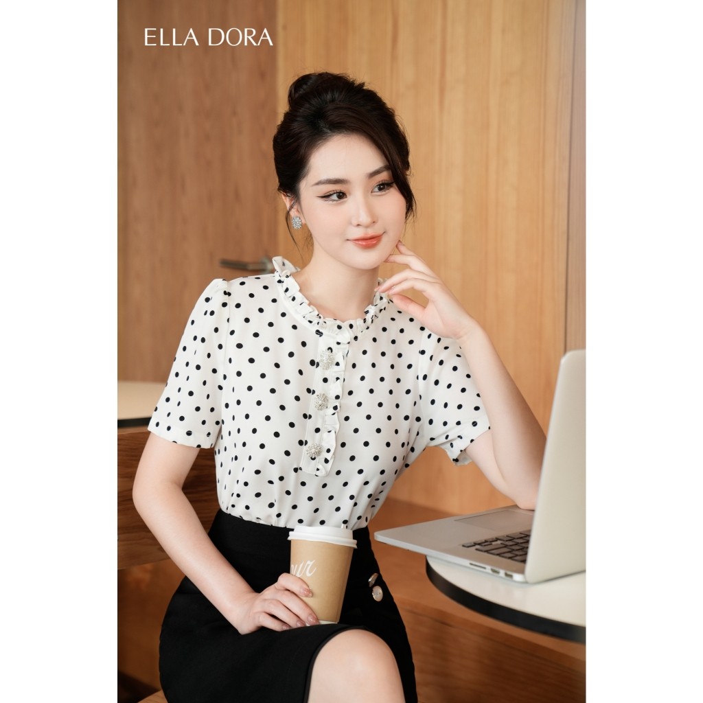 Chân váy ôm ELLA DORA peplum đen phối 2 cúc dáng gọn thiết kế thanh lịch phong cách công sở [CV55]