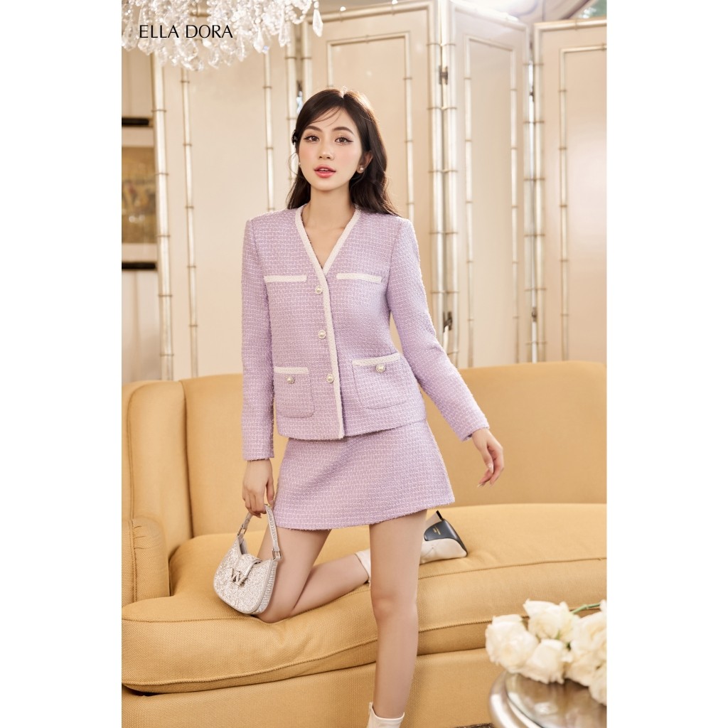 Chân váy ngắn ELLA DORA dạ tweed dáng A ôm nhẹ thiết kế thanh lịch sang trọng [CV102]