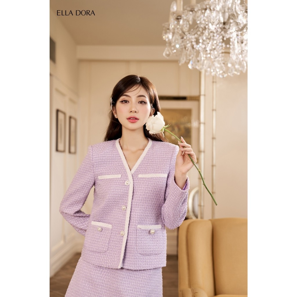 Chân váy ngắn ELLA DORA dạ tweed dáng A ôm nhẹ thiết kế thanh lịch sang trọng [CV102]