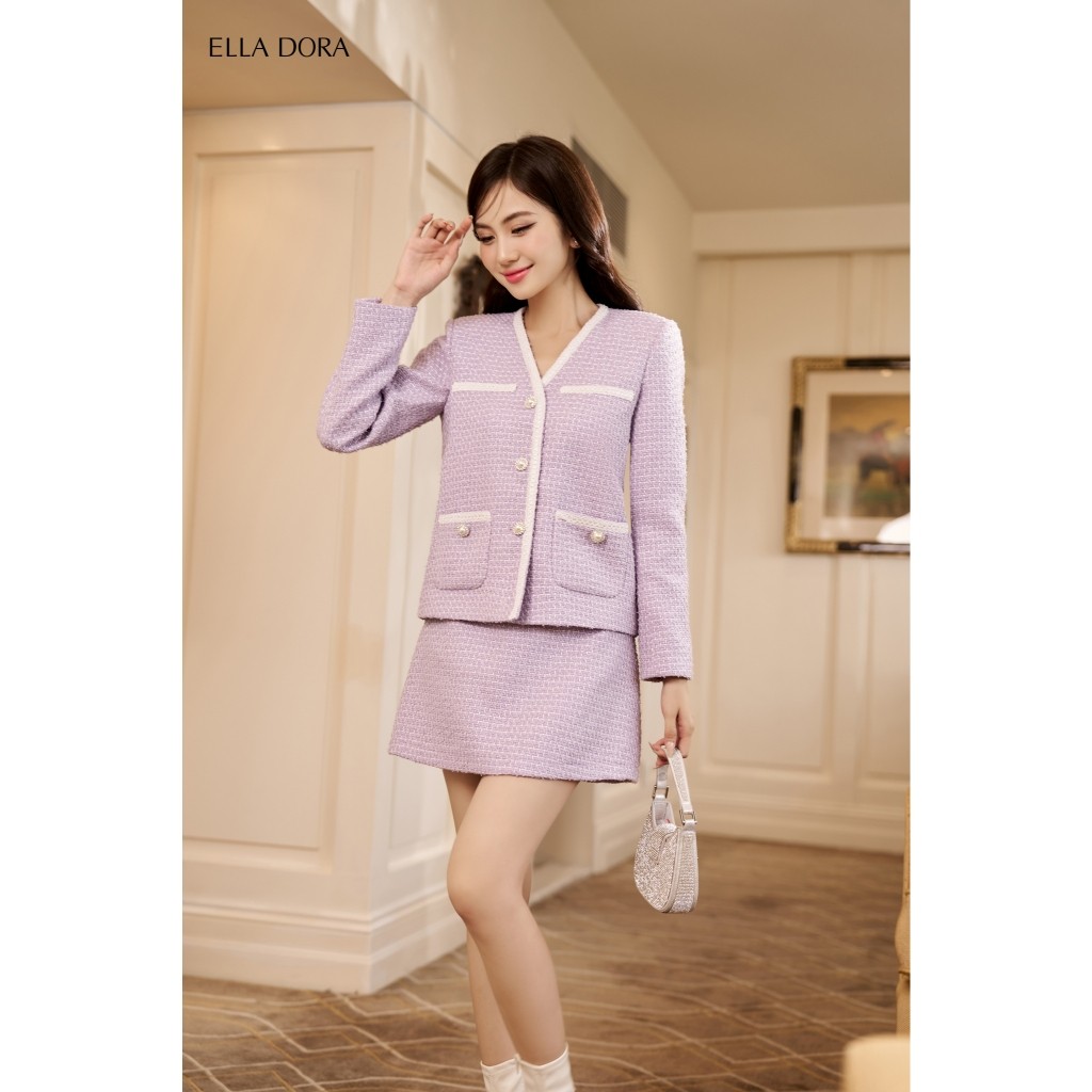 Chân váy ngắn ELLA DORA dạ tweed dáng A ôm nhẹ thiết kế thanh lịch sang trọng [CV102]