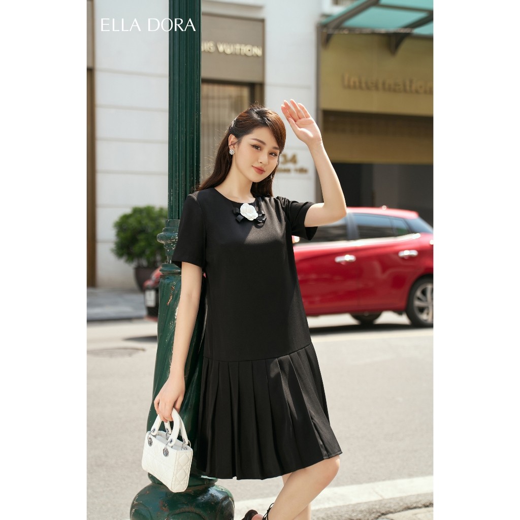 Đầm nữ ELLA DORA dáng suông nhẹ phối đuôi cá xếp ly thiết kế thanh lịch sang trọng [D71]