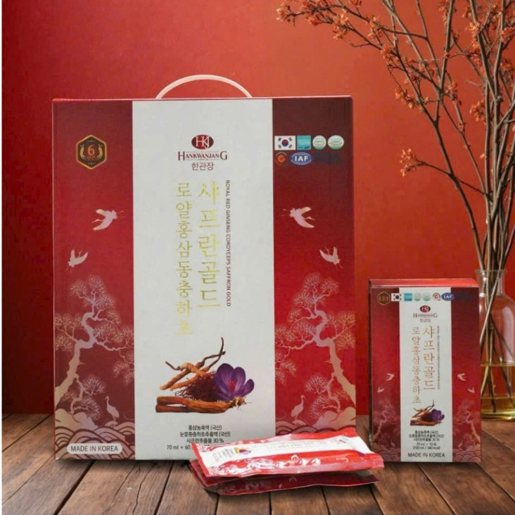 Nước Hồng Sâm Đông Trùng Saffron Gold - Hộp 60 gói