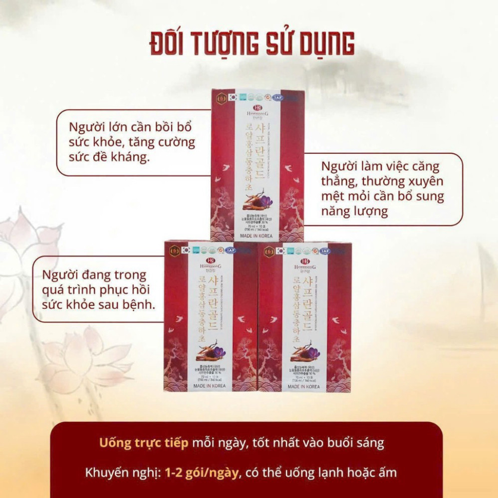Nước Hồng Sâm Đông Trùng Saffron Gold - Hộp 60 gói