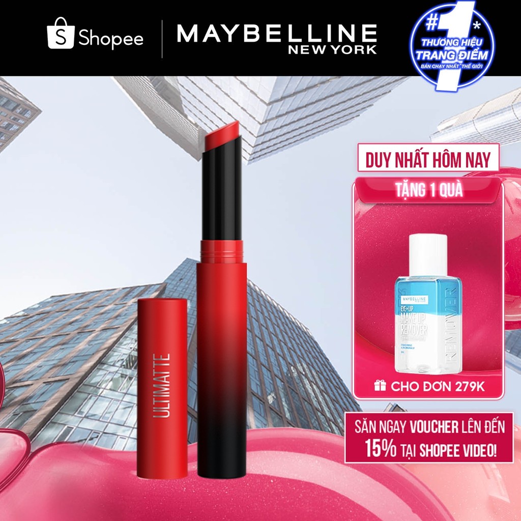 Ảnh Son Lì Mịn Môi Siêu Nhẹ Cao Cấp Maybelline New York Color Sensational Ultimatte 1.7g 1