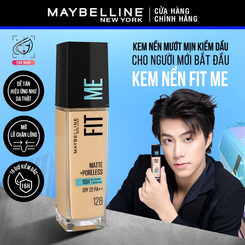 Ảnh Kem Nền Mịn Nhẹ Kiềm Dầu Fit Me Maybelline Matte Poreless Foundation 30ml 2