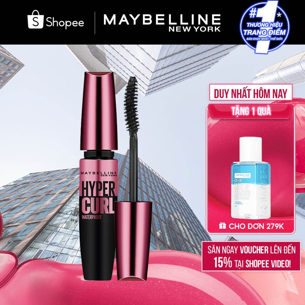 Ảnh Mascara Dài Mi và Cong Mi Maybelline New York Hyper Curl Waterproof Chuốt Mi Đen 9.2ml 1
