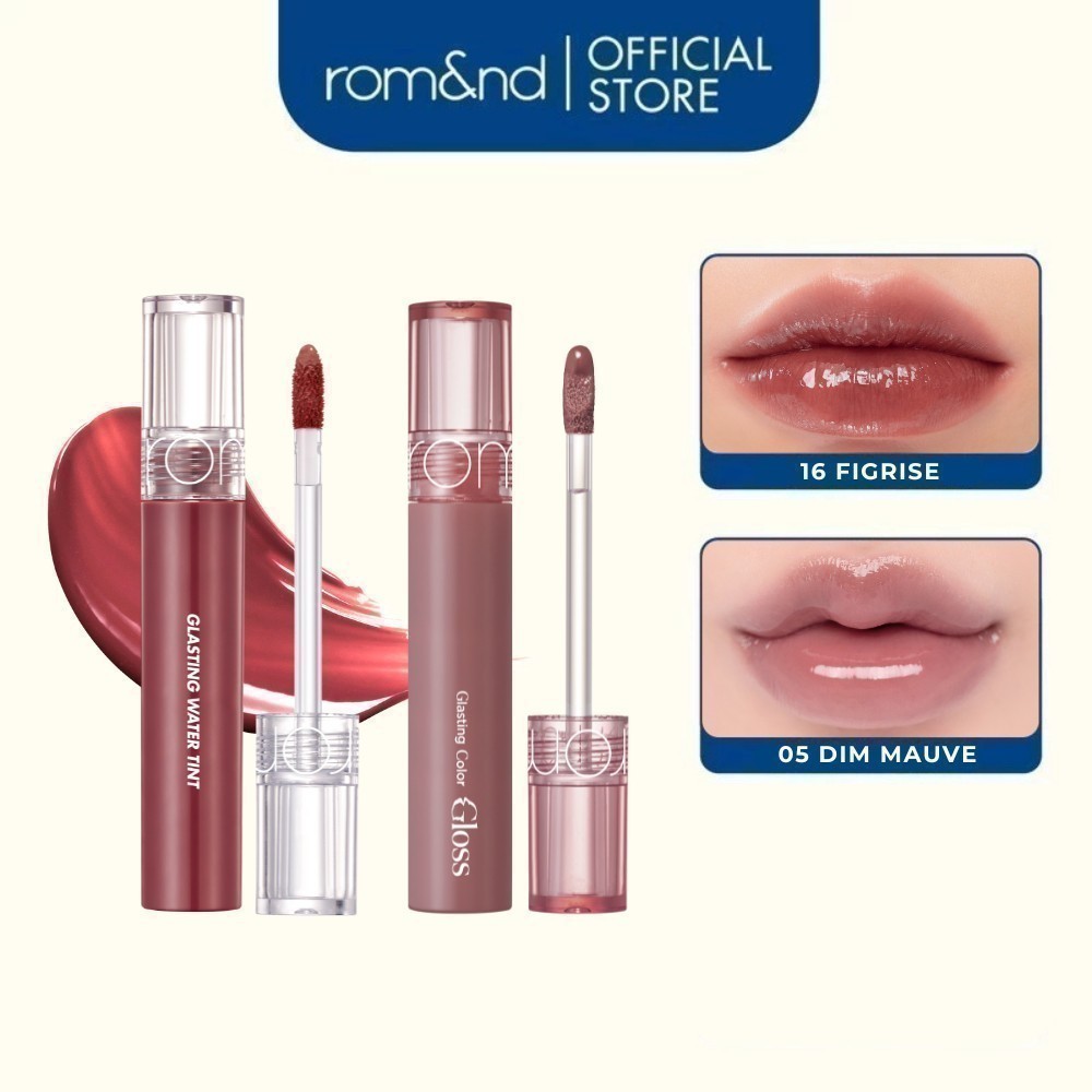 [Rom&nd x KOL] Combo Son Tint Glasting Water Tint  + Son Bóng Romand Glasting Color Gloss