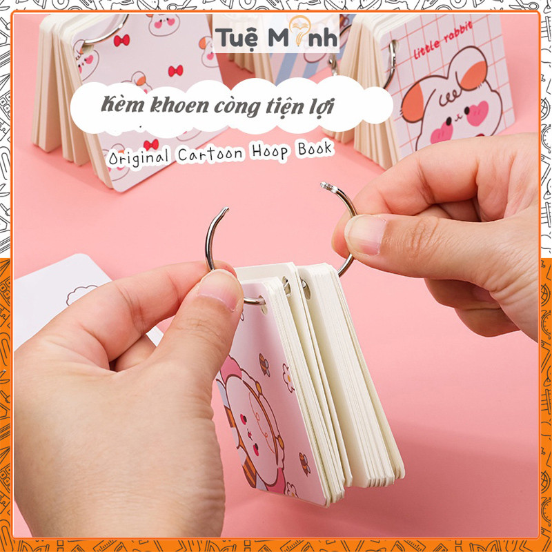 Tập 60 thẻ flashcard vuông hoạt hình học ngoại ngữ VPPTUEMINH, thẻ ghi chú viết từ mới | BigBuy360 - bigbuy360.vn