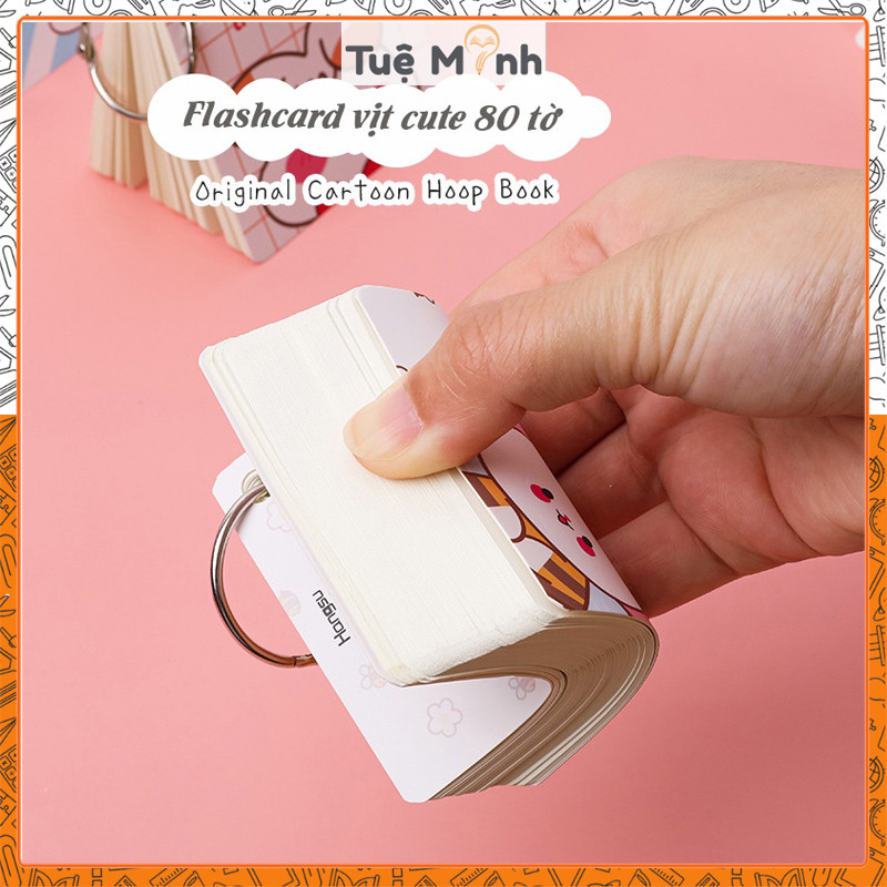Tập 60 thẻ flashcard vuông hoạt hình học ngoại ngữ VPPTUEMINH, thẻ ghi chú viết từ mới | BigBuy360 - bigbuy360.vn