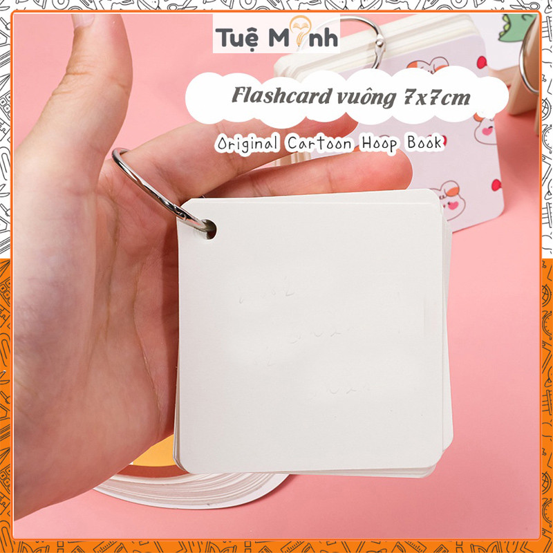 Tập 60 thẻ flashcard vuông hoạt hình học ngoại ngữ VPPTUEMINH, thẻ ghi chú viết từ mới | BigBuy360 - bigbuy360.vn