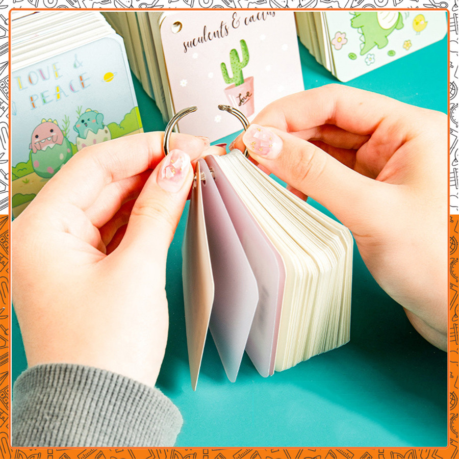 Tập 60 thẻ flashcard vuông hoạt hình học ngoại ngữ VPPTUEMINH, thẻ ghi chú viết từ mới | BigBuy360 - bigbuy360.vn