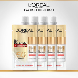 [Quà tặng không bán] Bộ 4 kem chống nắng siêu mịn nhẹ bảo vệ da tối ưu L’Oreal Paris UV Defender Serum 5.5ml​ SPF 50+