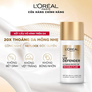 [Quà tặng không bán] Bộ 4 kem chống nắng siêu mịn nhẹ bảo vệ da tối ưu L’Oreal Paris UV Defender Serum 5.5ml​ SPF 50+