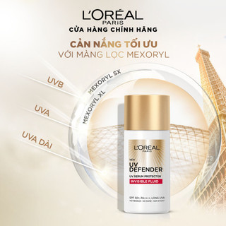 [Quà tặng không bán] Bộ 4 kem chống nắng siêu mịn nhẹ bảo vệ da tối ưu L’Oreal Paris UV Defender Serum 5.5ml​ SPF 50+