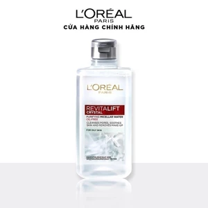 Nước làm sạch và tẩy trang mềm mịn cho da dầu L'Oreal Paris Revitalift Crystal Micellar Water 95ml