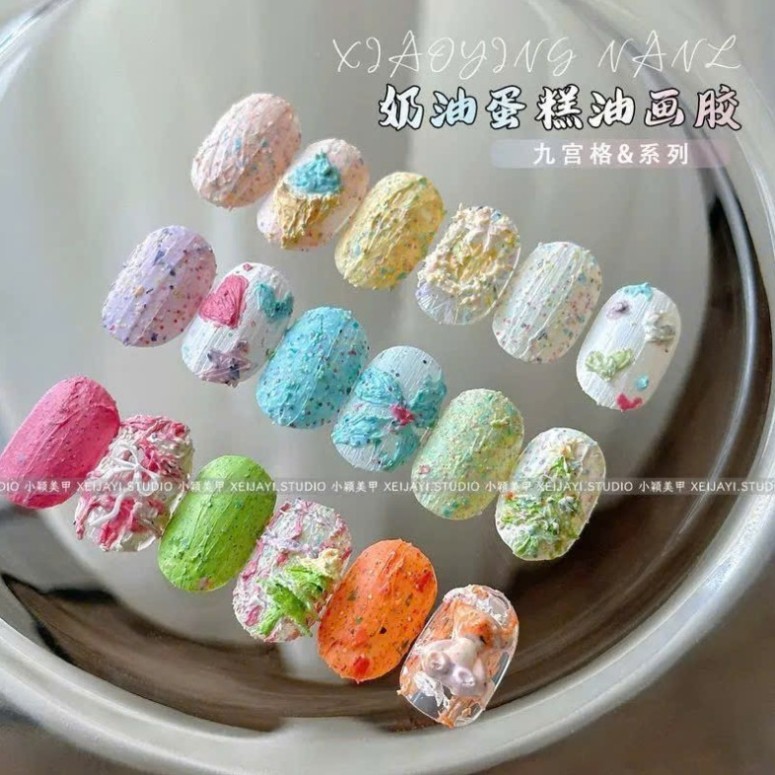 Set gel thạch cao ngũ cốc 9 màu design style Hàn, gel ngũ cốc , gel thạch cao nổi