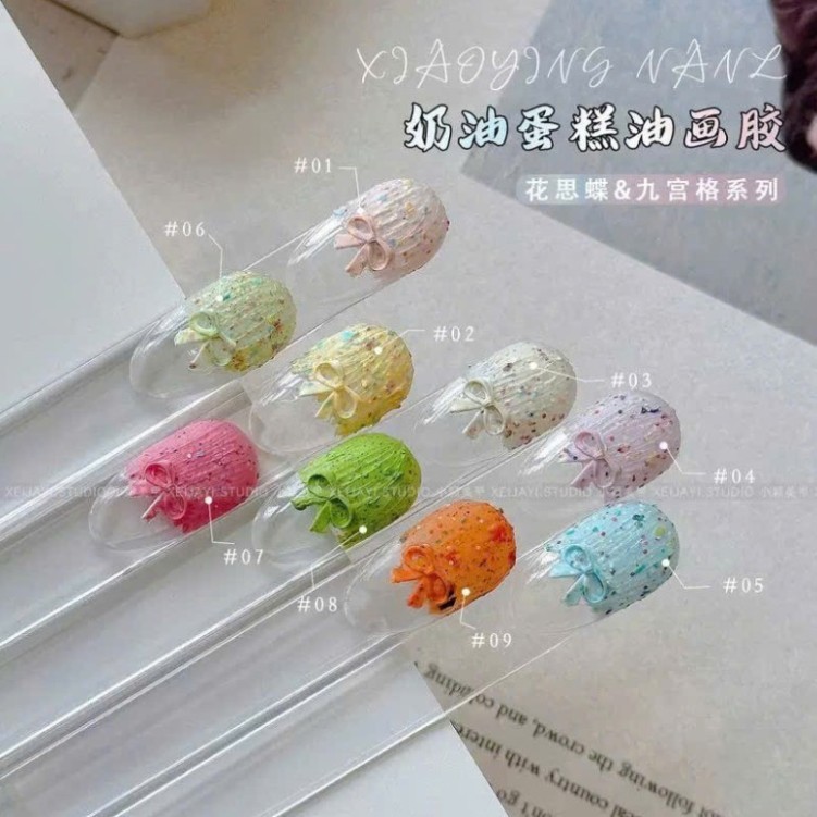 Set gel thạch cao ngũ cốc 9 màu design style Hàn, gel ngũ cốc , gel thạch cao nổi