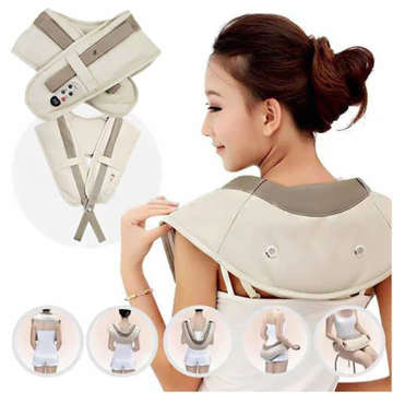 {hàng cao cấp} Máy massage vai gáy cổ Flamme Neck W808 (Kem), Máy massage đấm lưng vai cổ gáy, đai massage toàn thân cao