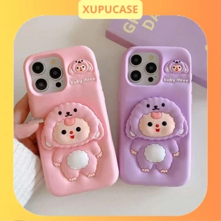 Ốp lưng iphone Baby Three có giá đỡ hot trend Cho 6plus/7plus/x/xs/xsm/11/12/13/14/15/16/pro/max/plus/promax