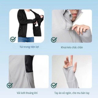 Áo khoác chống nắng nam nữ 2 lớp, Có Lưới Nách thông hơi thoáng khí chất vải thun lạnh cao cấp