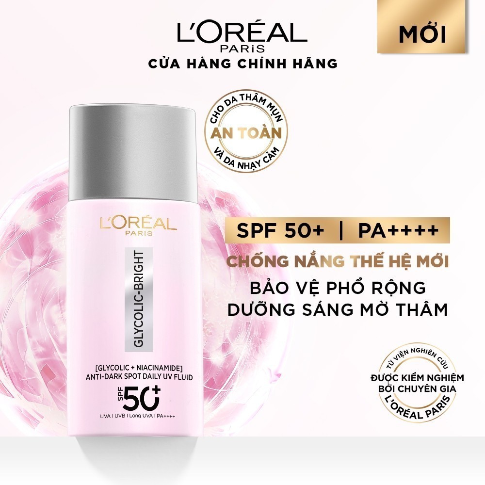 Ảnh Sữa chống nắng phổ rộng mỏng nhẹ bảo vệ da và dưỡng sáng mờ thâm nám Glycolic Bright Anti-Dark Spot L’Oréal Paris 50ml 1