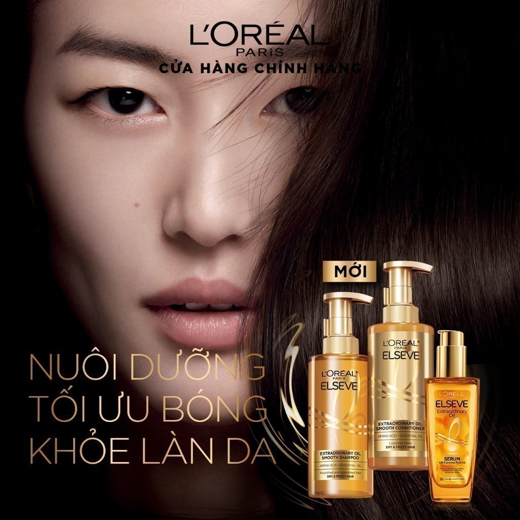 Ảnh Bộ gội xả dưỡng tóc suôn mượt tóc cao cấp L'Oreal Paris Sleek 440ml x2 & Dầu dưỡng chiết xuất tinh dầu 30ml 2