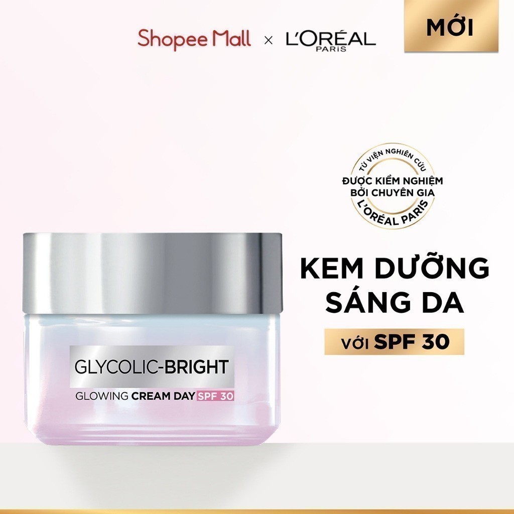 Ảnh Kem ngày dưỡng sáng mờ thâm nám L'Oreal Paris Glycolic (AHA) Bright SPF 30 50ml 1