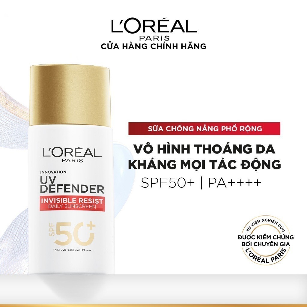 Ảnh Sữa Chống Nắng Phổ Rộng Vô Hình Thoáng Da, Kháng Mọi Tác Động UV Invisible Resist SPF 50+ PA++++ L’Oréal Paris 50ml 1
