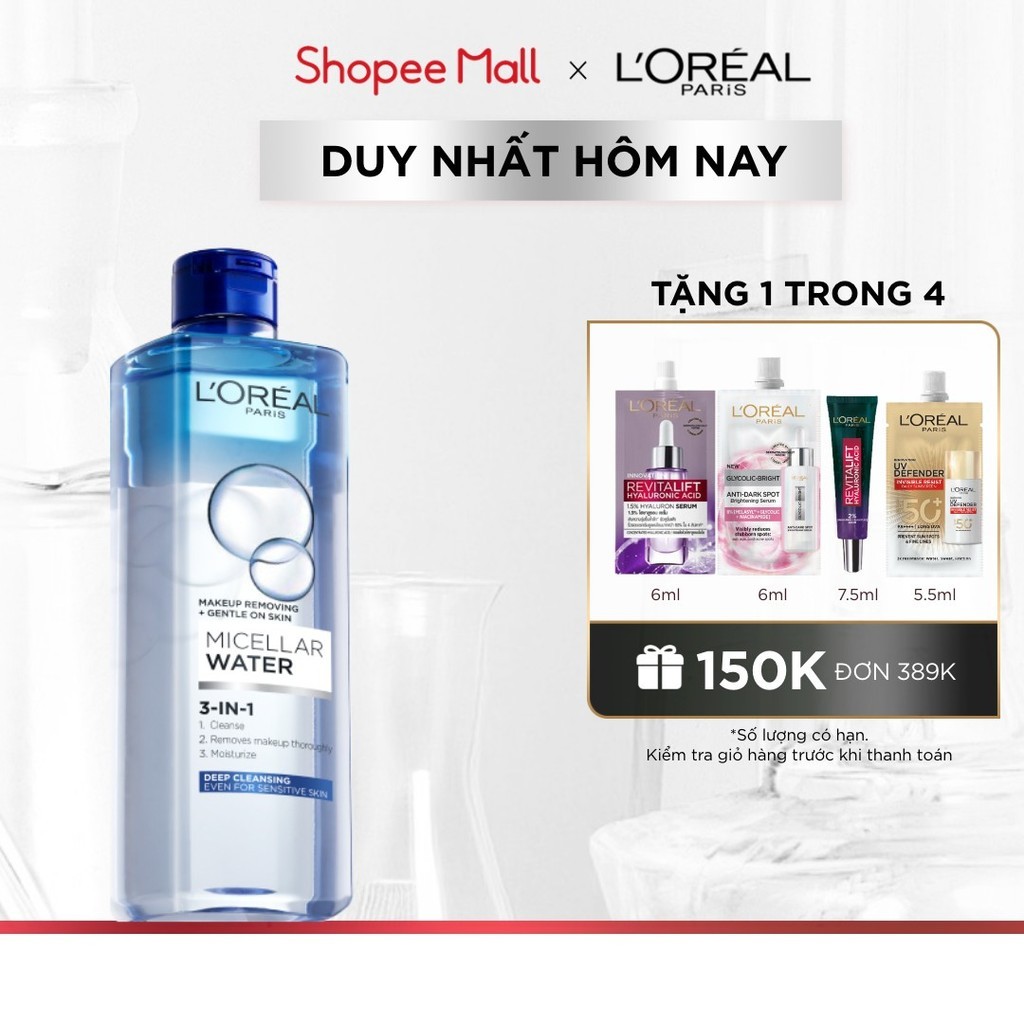 Ảnh Nước tẩy trang và làm sạch sâu 3-in-1 L'Oreal Paris  Micellar Water 400ml 1