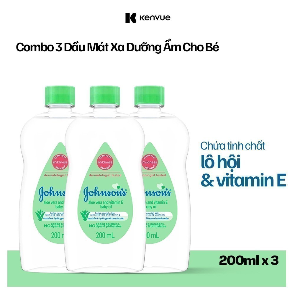 Ảnh Dầu Mát Xa Cho Bé Johnson's Baby Oil Aloe Vera & Vitamin E 200ml 1