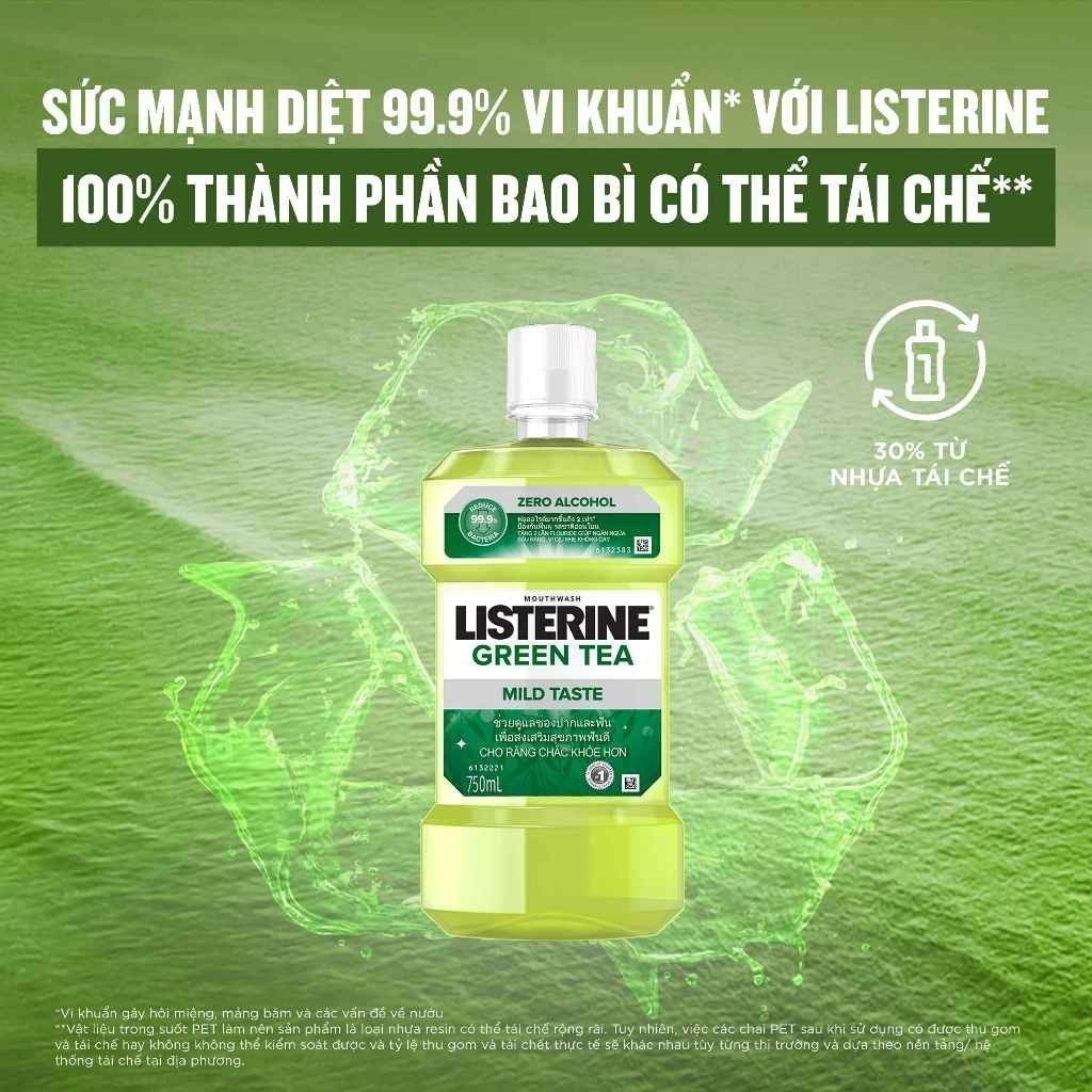 Ảnh Bộ 2 Nước Súc Miệng Ngừa Sâu Răng Listerine Green Tea Zero Alcohol 750ml/chai 4