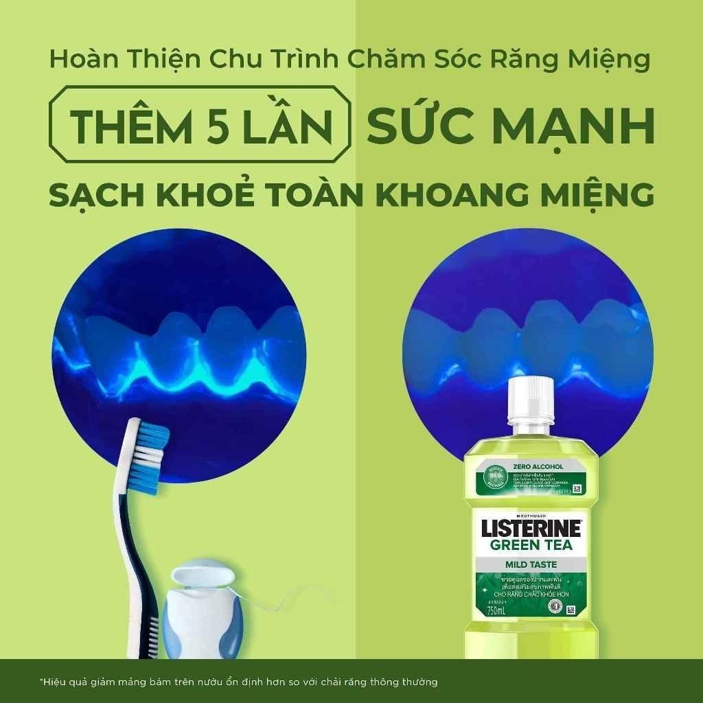 Ảnh Bộ 2 Nước Súc Miệng Ngừa Sâu Răng Listerine Green Tea Zero Alcohol 750ml/chai 3