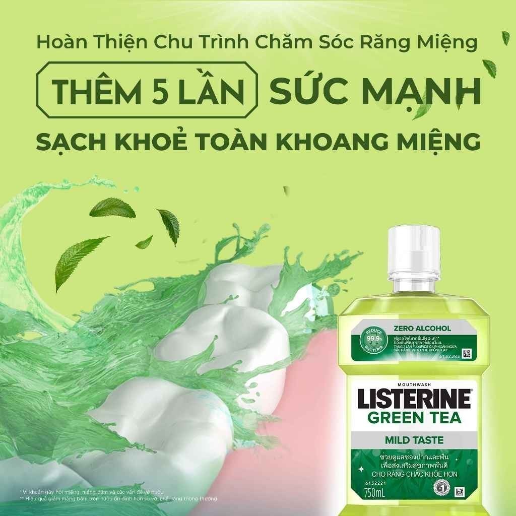 Ảnh Bộ 2 Nước Súc Miệng Ngừa Sâu Răng Listerine Green Tea Zero Alcohol 750ml/chai 1