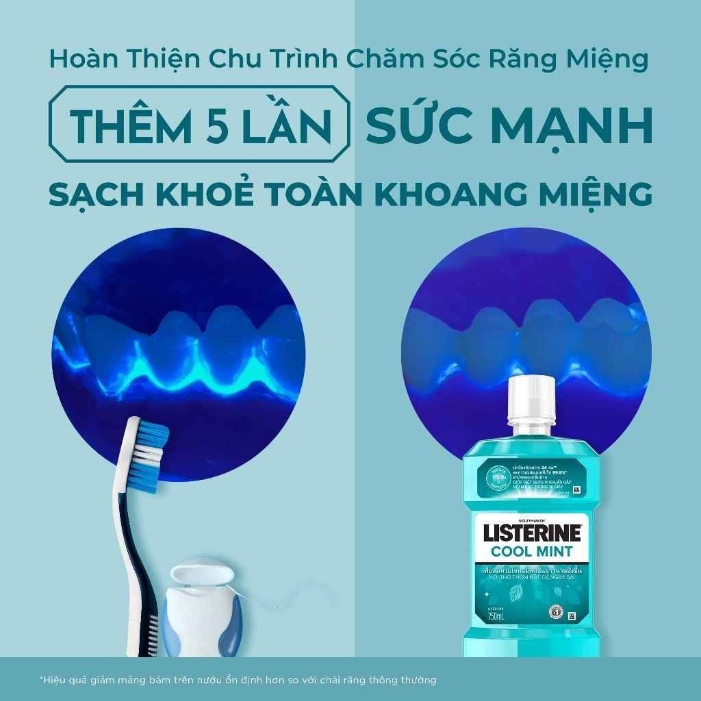 Ảnh Nước Súc Miệng Giữ Hơi Thở Thơm Mát Listerine Cool mint - Dung tích 750ml 4
