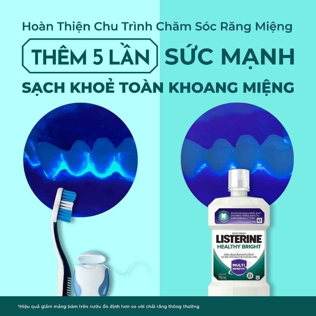 Ảnh Bộ 2 Nước súc miệng làm trắng răng Listerine Healthy Bright Mouthwash 750ml/chai 4