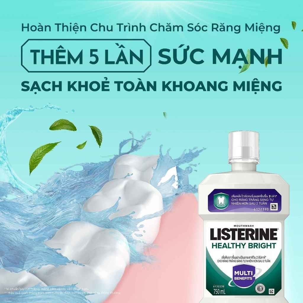 Ảnh Bộ 2 Nước súc miệng làm trắng răng Listerine Healthy Bright Mouthwash 750ml/chai 2