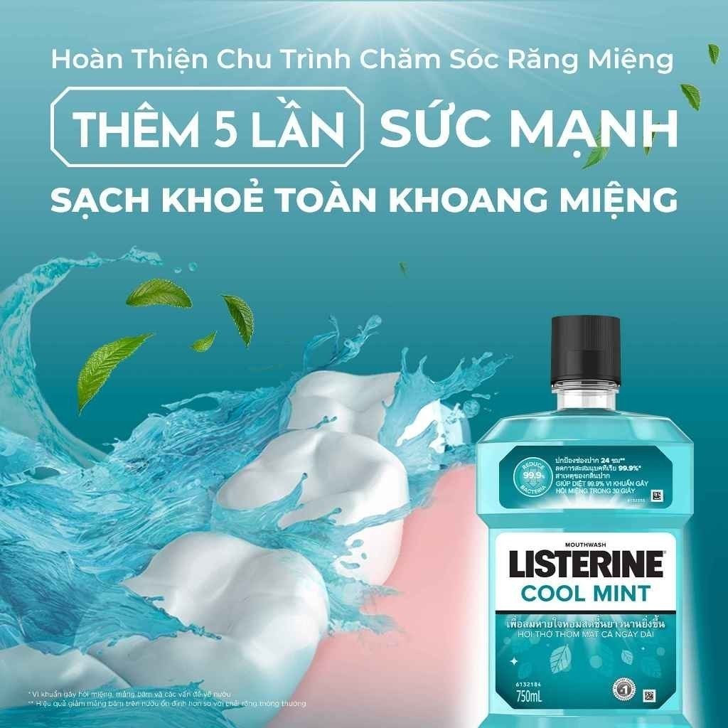 Ảnh Bộ 2 Nước Súc Miệng Giữ Hơi Thở Thơm Mát Listerine Cool mint - Dung tích 750ml 1