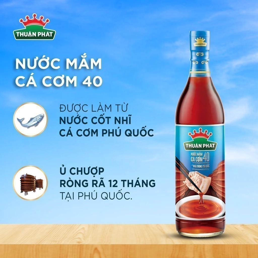 Ảnh Bộ đôi nước mắm Thuận Phát CHẤM NẤU ĐẬM ĐÀ (1 chai 40 độ đạm 610ml + 1 chai cá cơm than 740ml) 2