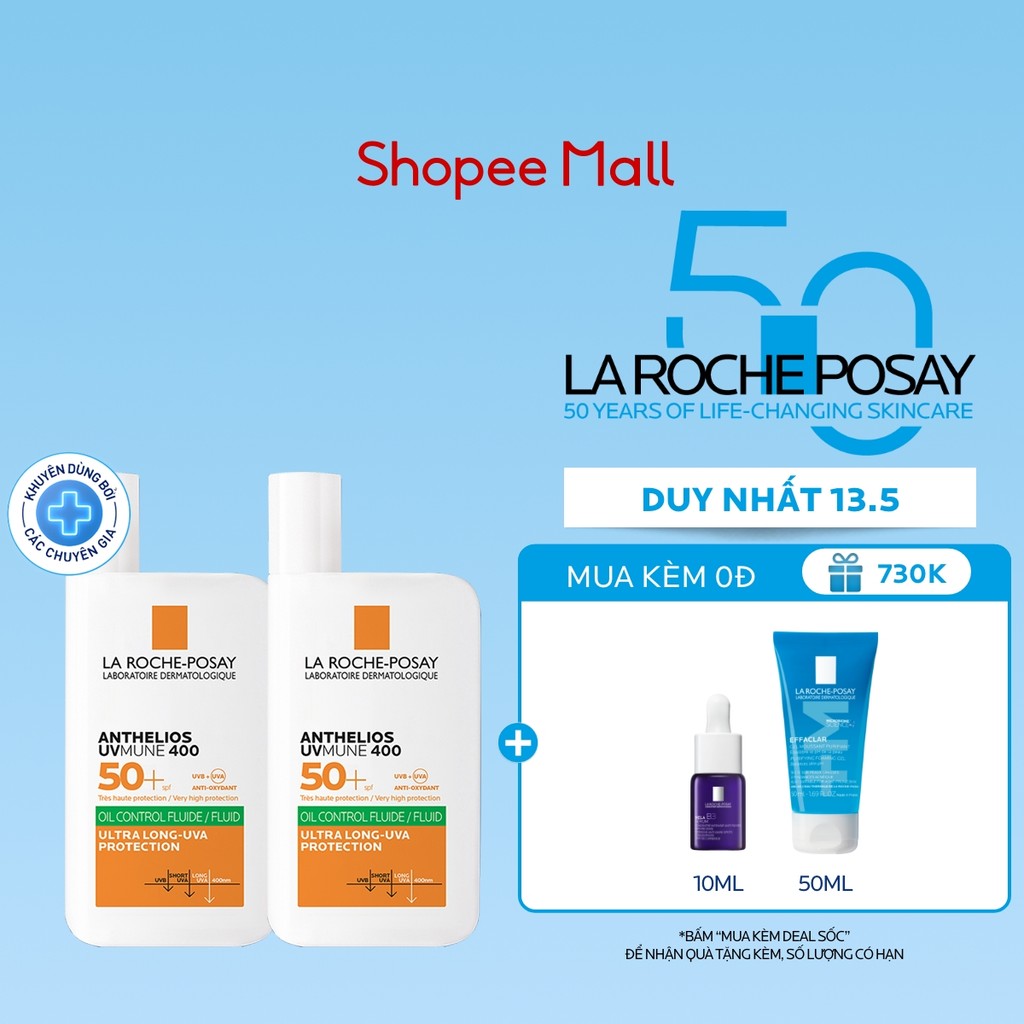 Ảnh Bộ đôi sữa chống nắng La Roche-Posay Anthelios UVMUNE400 Oil Control Fluid 50ml 1