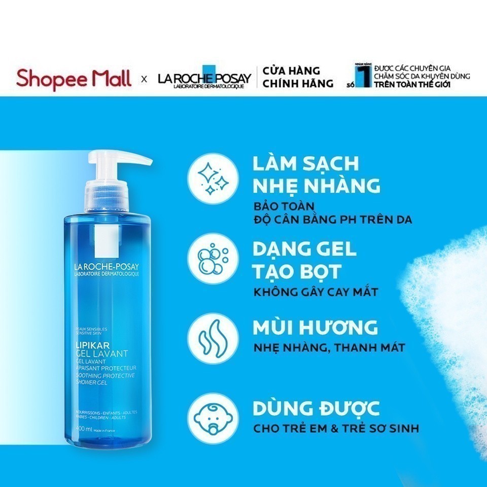 Ảnh Gel tắm làm sạch làm dịu và bảo vệ da nhạy cảm La Roche Posay Lipikar Shower Gel 400ml 4