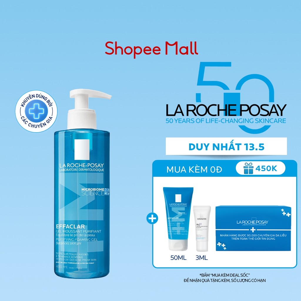 Ảnh Gel rửa mặt tạo bọt dành cho da dầu mụn La Roche-Posay Effaclar Foaming Gel 400ml 1