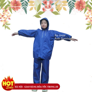 Bộ quần áo mưa trẻ em học sinh hoạ tiết vải dù phủ PVC siêu nhẹ bền đẹp