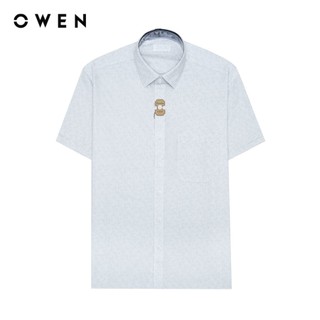 Owen - Áo sơ mi ngắn tay Body Fit AB240711NT màu Be nhạt chất liệu Bamboo poly