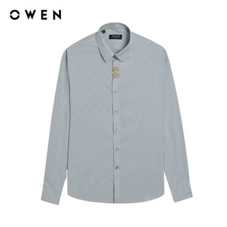 OWEN - Áo sơ mi dài tay Slim Fit AS250030D màu Xám chất liệu Viscose- Polyester-Corn fabric-Spandex