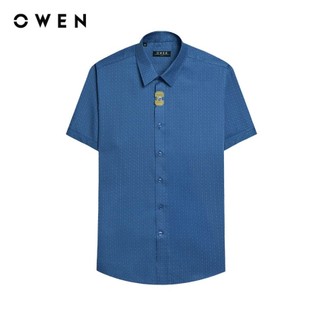 OWEN - Áo sơ mi ngắn tay Slim Fit AS250039N màu Xanh tím than chất liệu Viscose-Polyester