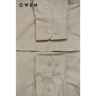 OWEN - Áo sơ mi dài tay Slim Fit AS250084D màu Be đậm chất liệu Viscose-Polyester-Spandex